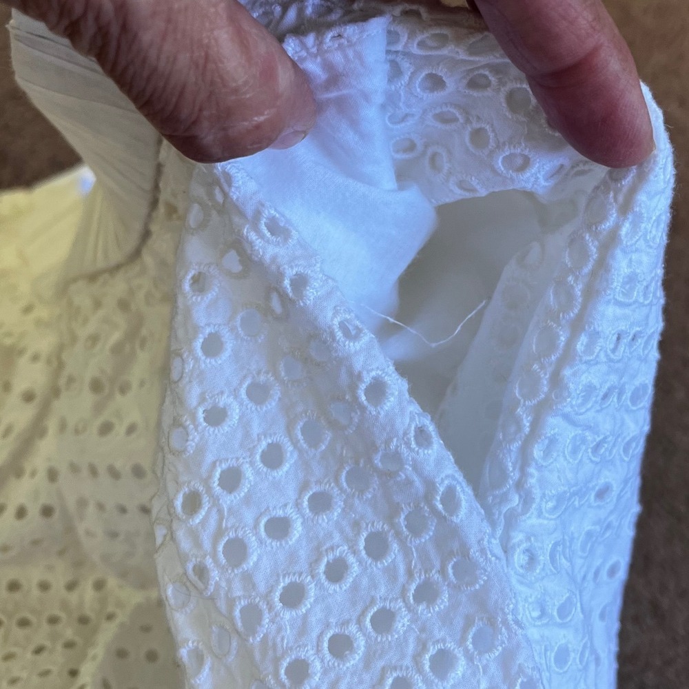 J.Crew White Cotton Eyelet Midi Skirt Elastic Waist Womens Size 4 - Picture 10 of 11